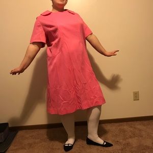 True vintage plus size bright pink mod dress